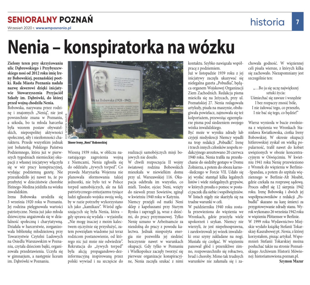 Skwer Ireny Bobowskiej Poznań Ogrody