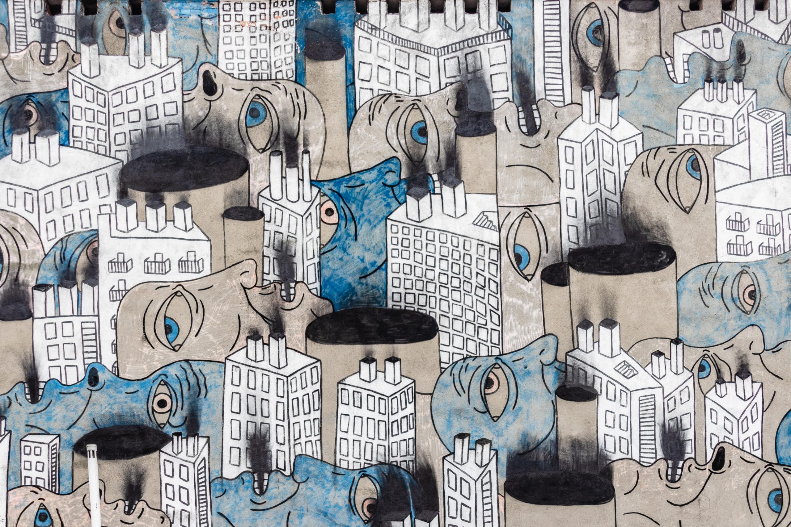 Obraz Pawła Czerwińskiego "ludzkie twarze dymiące jak kominy"